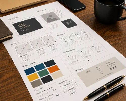 Custom website Wireframing and Design System